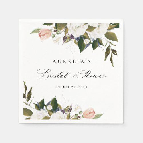 Vintage Botanical Floral Bridal Shower Napkins