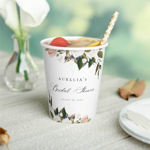 Vintage Botanical Floral Bridal Shower Paper Cups