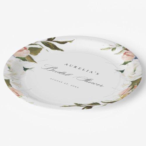 Vintage Botanical Floral Bridal Shower Paper Plates