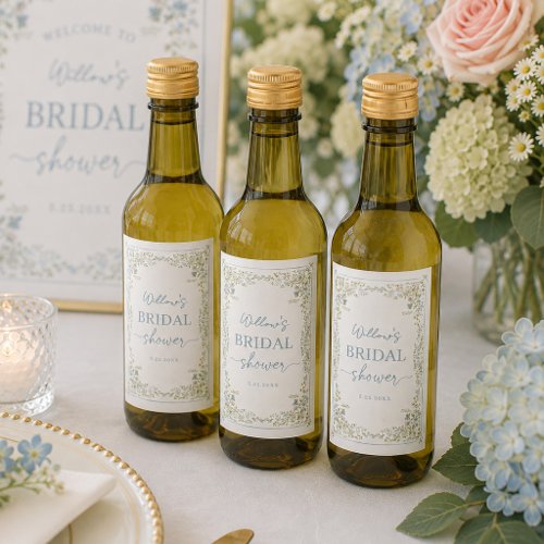 Vintage Botanical Floral Bridal Shower Wine Labels