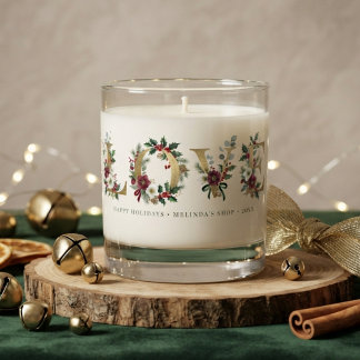 Vintage Botanical Floral Christmas LOVE MH26 Scented Candle