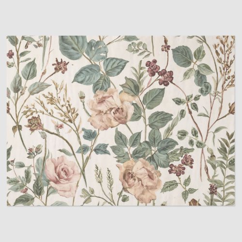 Vintage Botanical Floral Cottage Garden Gift Wrap Tissue Paper