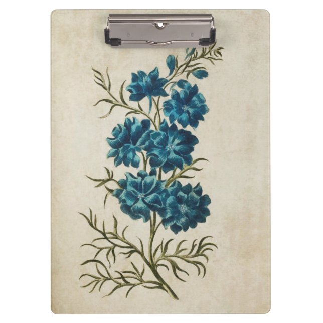 Vintage Botanical Floral Double Larkspur Clipboard (Front)