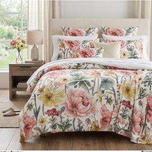 Vintage Botanical Floral Duvet Cover Elegant