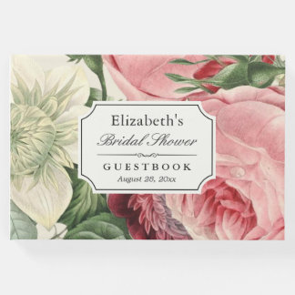 Bridal Shower Guest Books Zazzle Vintage Botanical Fl Elegant Bridal Shower Guest Book