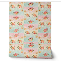 Vintage Botanical Floral Grid Accent Wallpaper