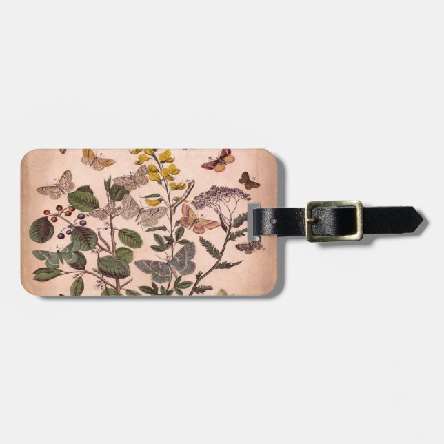 Vintage Botanical Floral Illustration Wildflowers Luggage Tag (Front Horizontal)