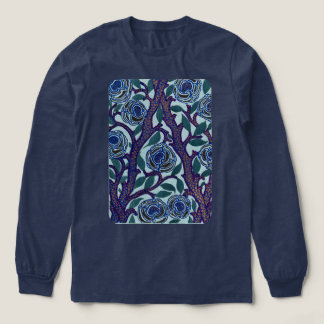 Vintage Botanical Floral in Blues and Purples Tri-Blend Shirt