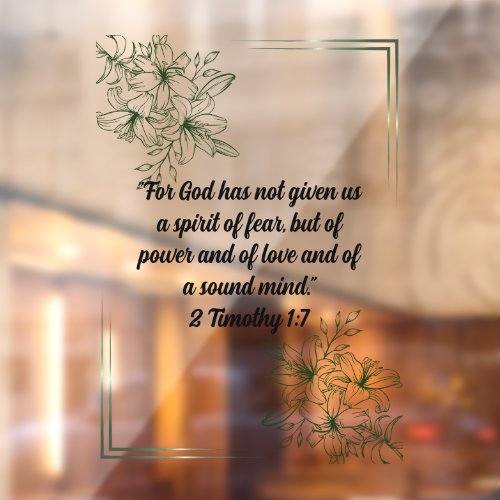Vintage Botanical Floral Line Art & Bible Verse Window Cling