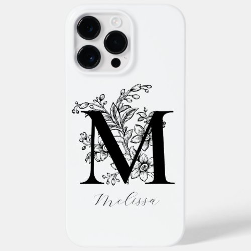 Vintage Botanical Floral Monogram Name  Case_Mate iPhone 14 Pro Max Case