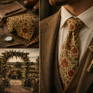 Vintage Botanical Floral Neck Tie