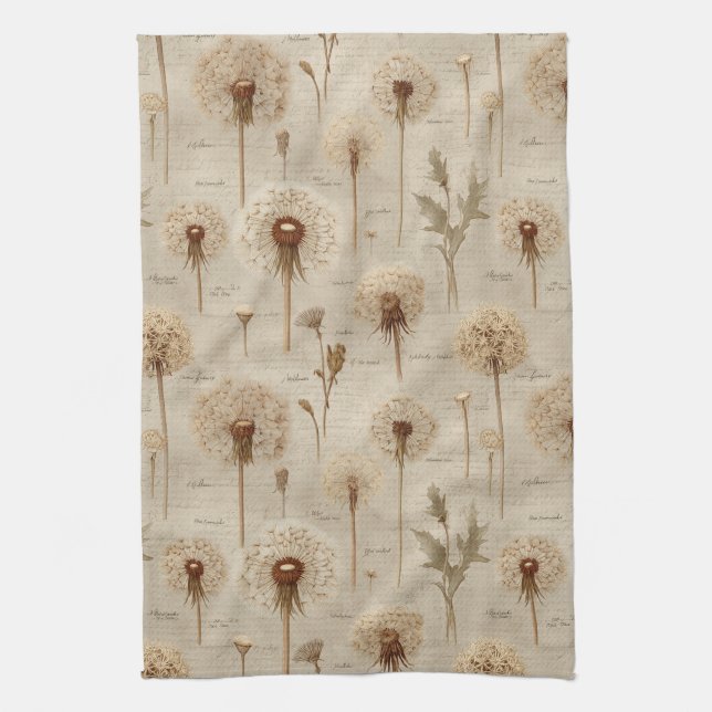Vintage Botanical Floral Pattern (10) Kitchen Towel (Vertical)