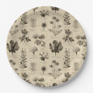 Vintage Botanical Floral Pattern (11) Paper Plates
