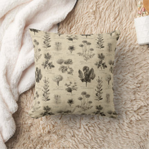 Vintage Botanical Floral Pattern (11) Throw Pillow