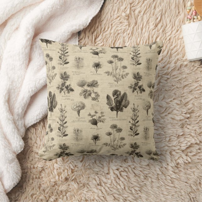 Vintage Botanical Floral Pattern (11) Throw Pillow (Blanket)