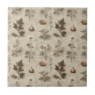 Vintage Botanical Floral Pattern (12) Ceramic Tile