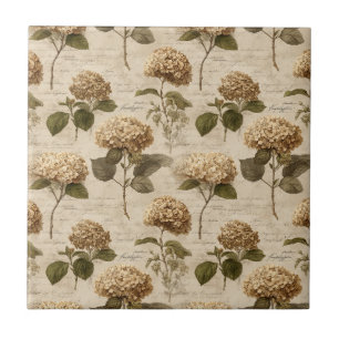Vintage Botanical Floral Pattern (1) Ceramic Tile