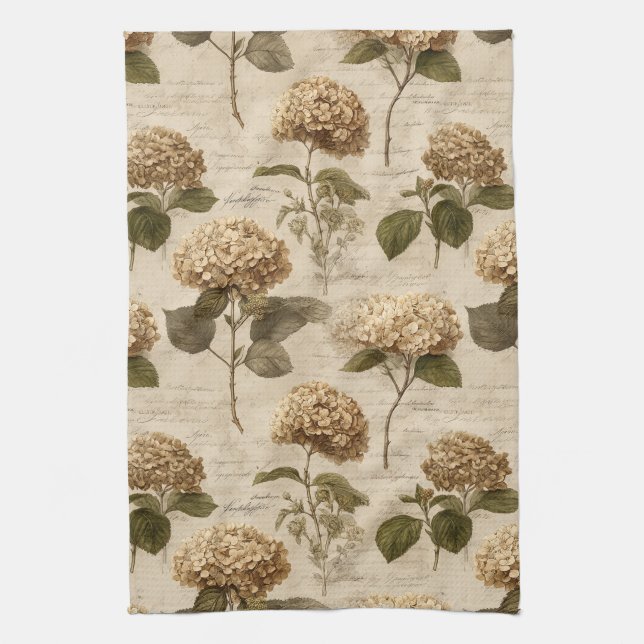Vintage Botanical Floral Pattern (1) Kitchen Towel (Vertical)