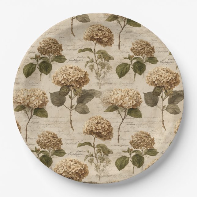 Vintage Botanical Floral Pattern (1) Paper Plates (Front)
