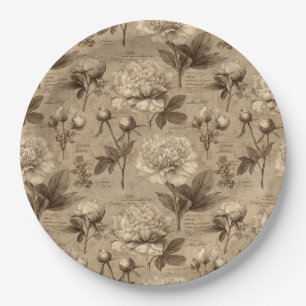 Vintage Botanical Floral Pattern (2) Paper Plates