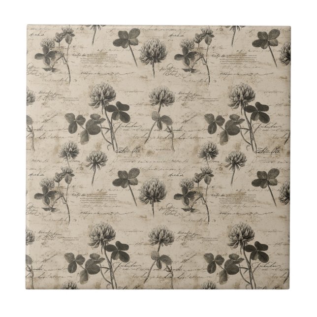 Vintage Botanical Floral Pattern (3) Ceramic Tile (Front)