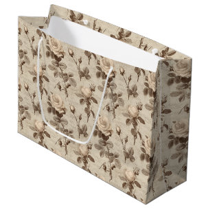 Vintage Botanical Floral Pattern (3) Large Gift Bag