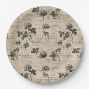Vintage Botanical Floral Pattern (3) Paper Plates