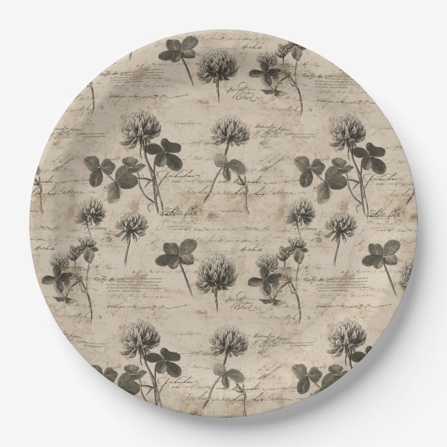 Vintage Botanical Floral Pattern (3) Paper Plates (Front)