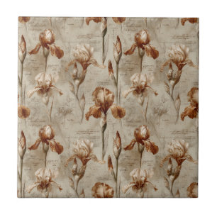 Vintage Botanical Floral Pattern (4) Ceramic Tile