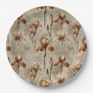 Vintage Botanical Floral Pattern (4) Paper Plates