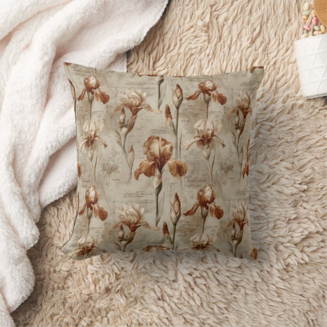 Vintage Botanical Floral Pattern (4) Throw Pillow (Blanket)
