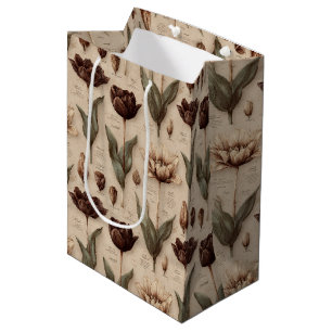 Vintage Botanical Floral Pattern (6) Medium Gift Bag