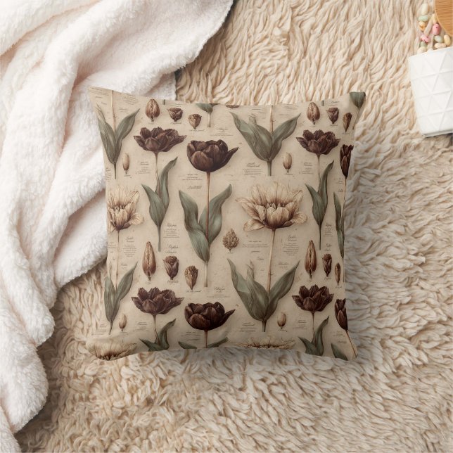 Vintage Botanical Floral Pattern (6) Throw Pillow (Blanket)