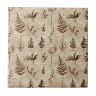 Vintage Botanical Floral Pattern (7) Ceramic Tile