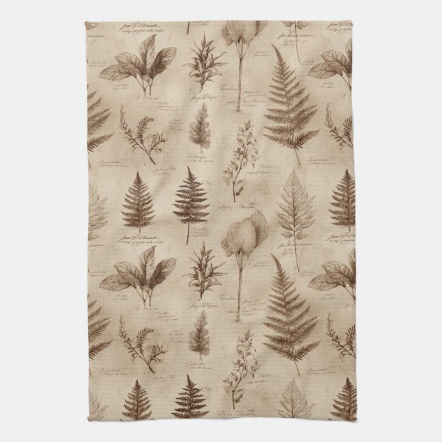 Vintage Botanical Floral Pattern (7) Kitchen Towel (Vertical)