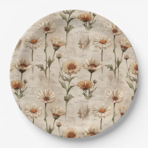 Vintage Botanical Floral Pattern (8) Paper Plates