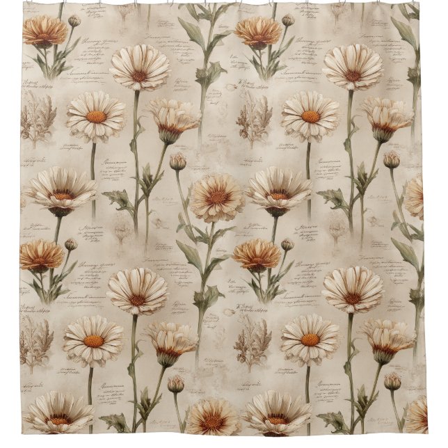 Vintage Botanical Floral Pattern (8) Shower Curtain (Front)