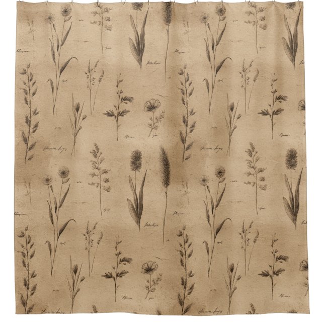 Vintage Botanical Floral Pattern (9) Shower Curtain (Front)