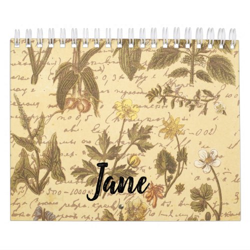 Vintage Botanical Floral Pattern Calendar