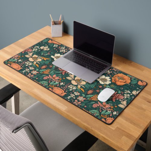 Vintage Botanical Floral Pattern Desk Mat