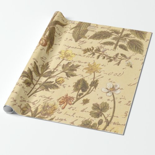 Vintage Botanical Floral Pattern Wrapping Paper