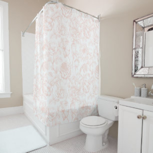 Vintage Botanical Floral Rose Blush Pattern Shower Curtain