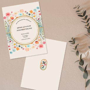 Vintage Botanical Floral Save the Date Invitation