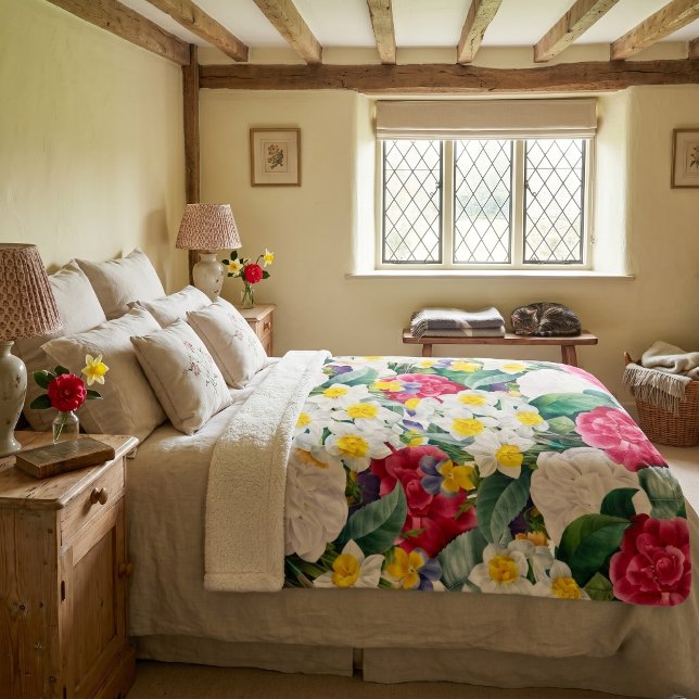 Vintage Botanical Floral Sherpa Blanket (Creator Uploaded)
