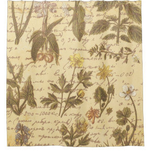 Vintage Botanical Floral Shower Curtain