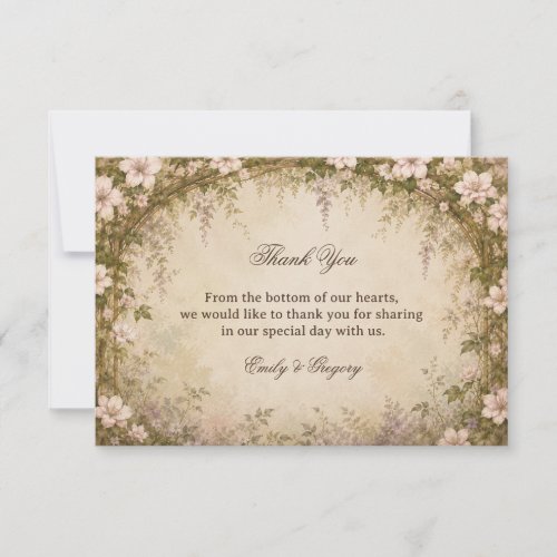 Vintage Botanical Floral Thank You Card