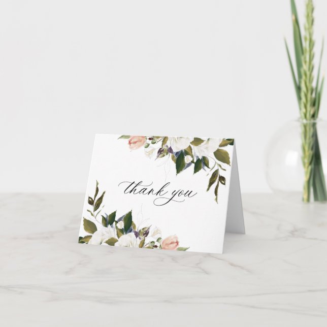 Vintage Botanical Floral Thank You Card (Front)