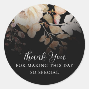 Vintage Botanical Floral Thank You Favor Classic Round Sticker