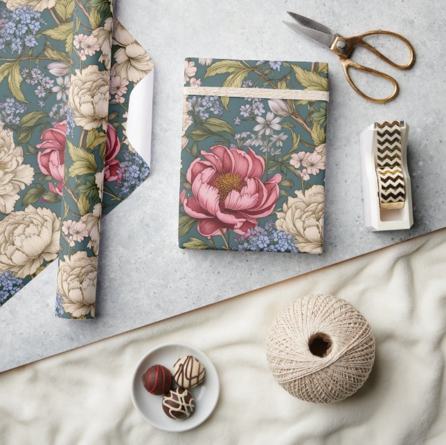 Vintage Botanical Floral Wrapping Paper (Crafts)