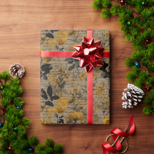 Vintage Botanical Florals Handwritten Background Wrapping Paper
